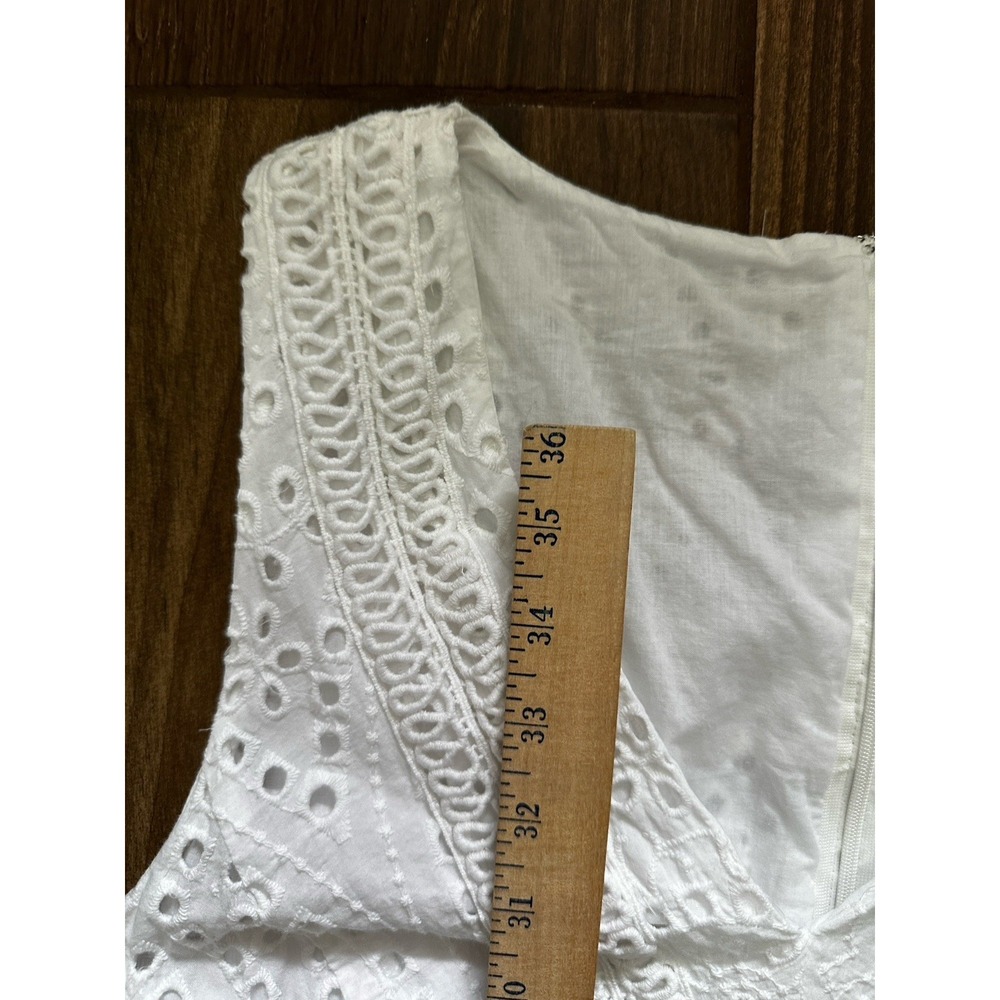 Cremieux White Sun Dress 14 Fits L A Line Knee Length Eyelet Beach Cruise Simple - Picture 8 of 9